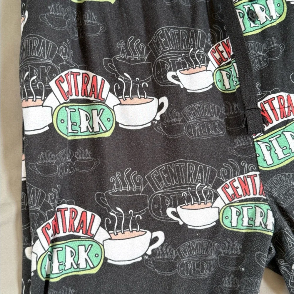 Friends Central Perk Lounge Pants Womens Black Coffee Logo Pajama Bottoms XL - Picture 3 of 4